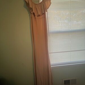 Off-Shoulder Maxi Dress in Tan